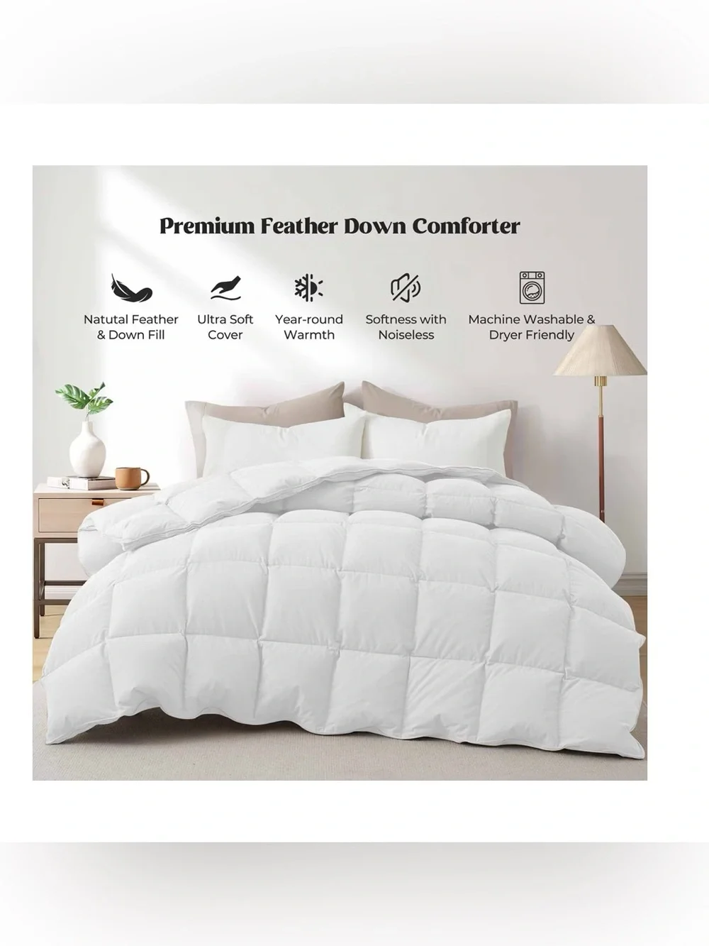 Peace Nest White Down Comforter Duvet Insert 68”x90” goose feathers and down